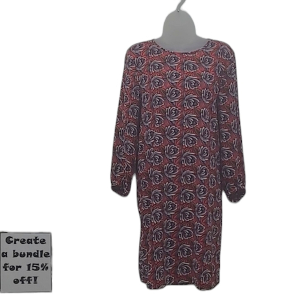 Ann Taylor LOFT Mini Floral Print Dress Above Knee Boho Tunic Flowy Round Neck